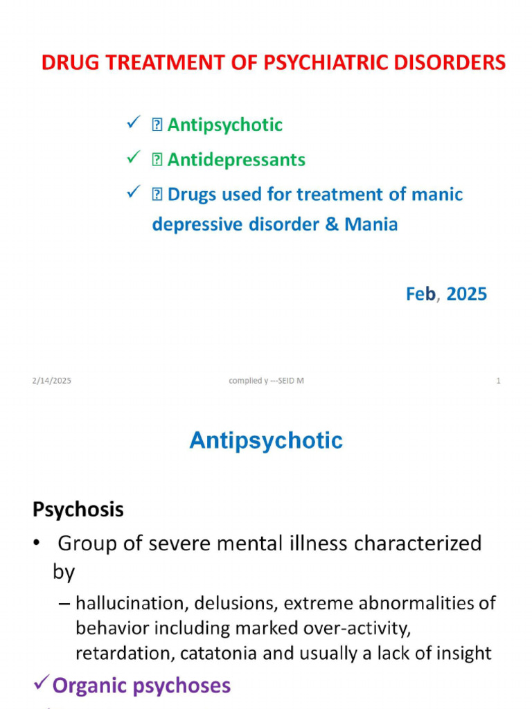 Drug Treatment of Psychiatric Disorders Sha1 | PDF