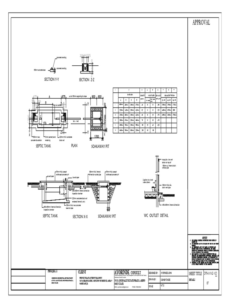 Septic Tank Design Details | PDF | Concrete | Composite Material