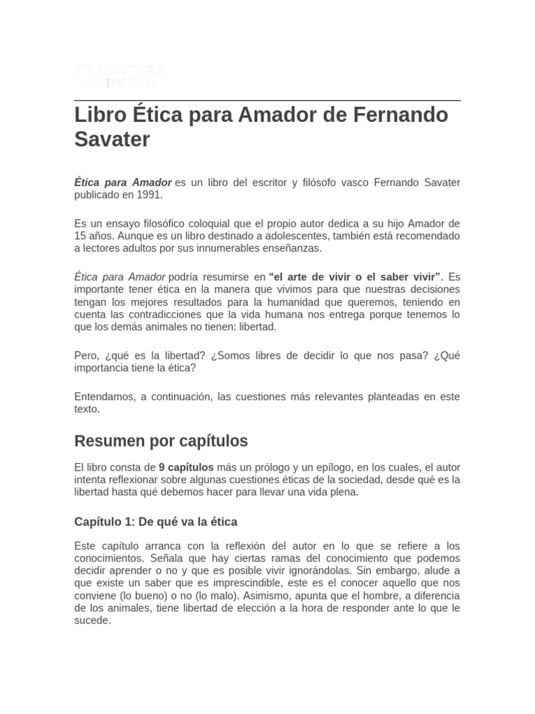 Ética para Amador: Reflexiones de Savater | PDF | Libertad