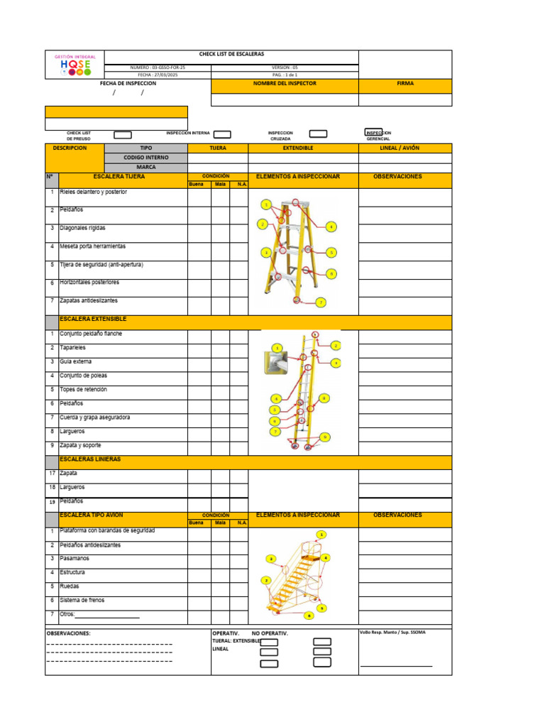 Check List Escalera Tipo Avión | PDF | Escalera
