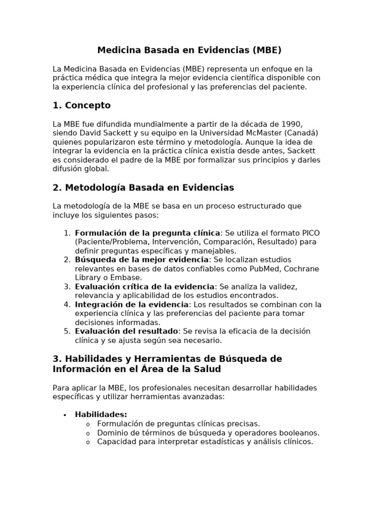 Medicina Basada en Evidencias: Guía PDF | PDF | Evidencia basada en ...