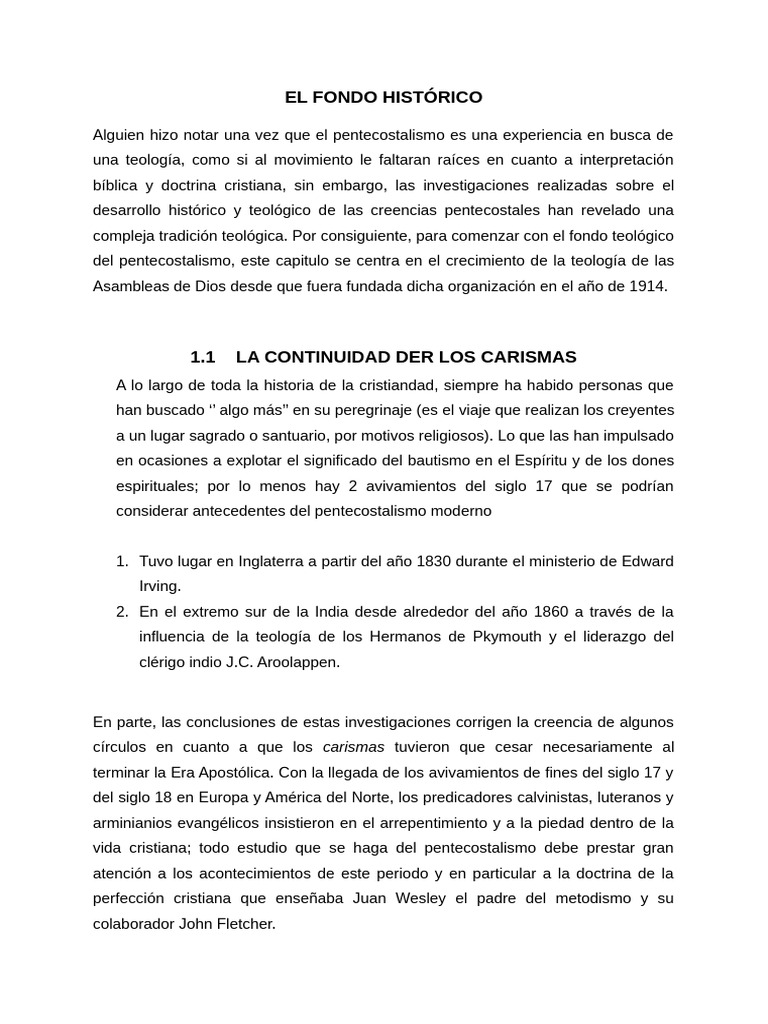 Teología y Historia del Pentecostalismo | PDF | Pentecostalismo ...