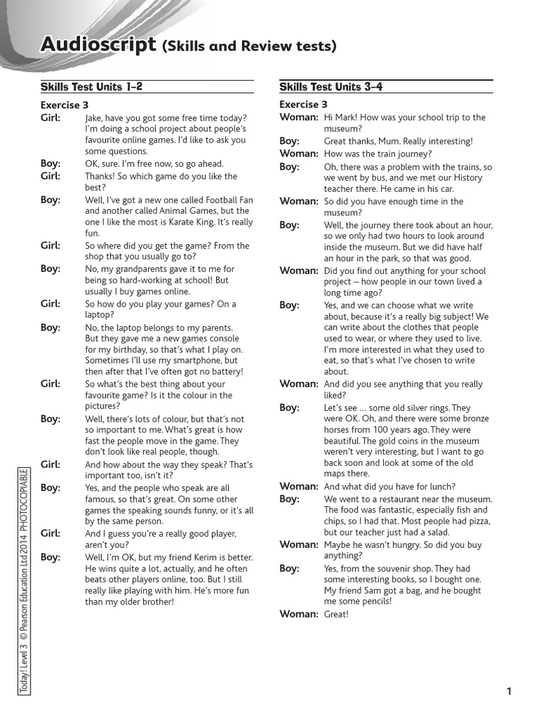 Skills and Review Tests Audioscript | PDF