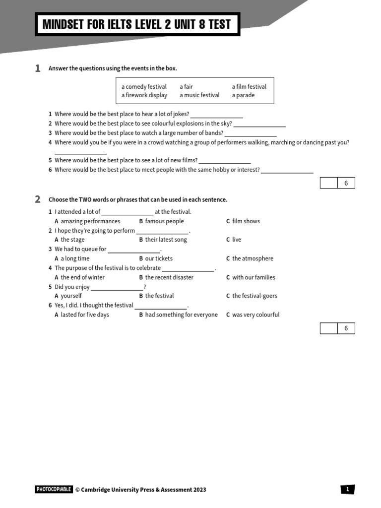 Mindset R L2 UnitTests U08 Student | PDF | Mask | International English ...
