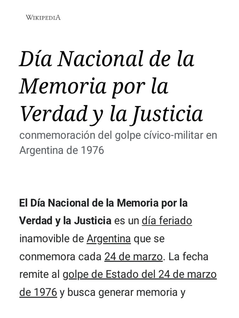 Día Nacional de La Memoria Por La Verdad y La Justicia - Wikipedia, La ...