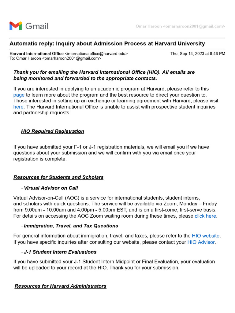 Harvard International Office Hours | PDF