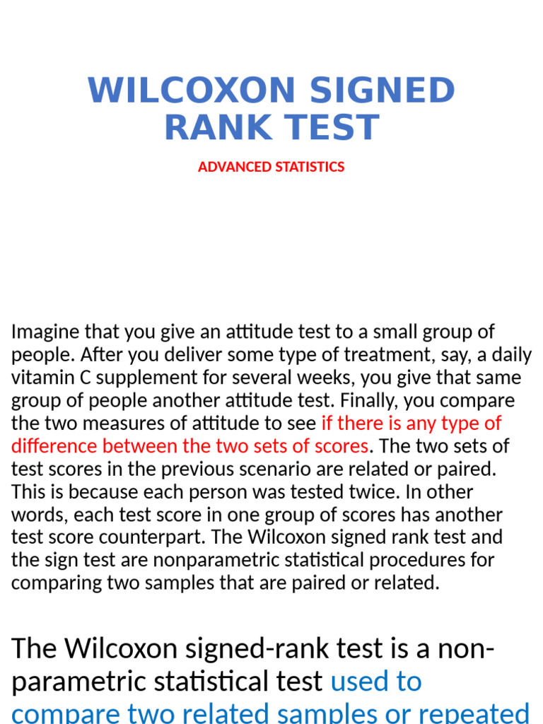 Wilcoxon Signed Rank Test Explained | PDF