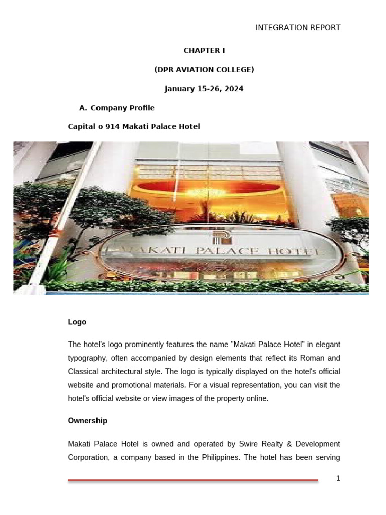 Makati Palace Hotel Integration Report | PDF | Housekeeping | Evaluation