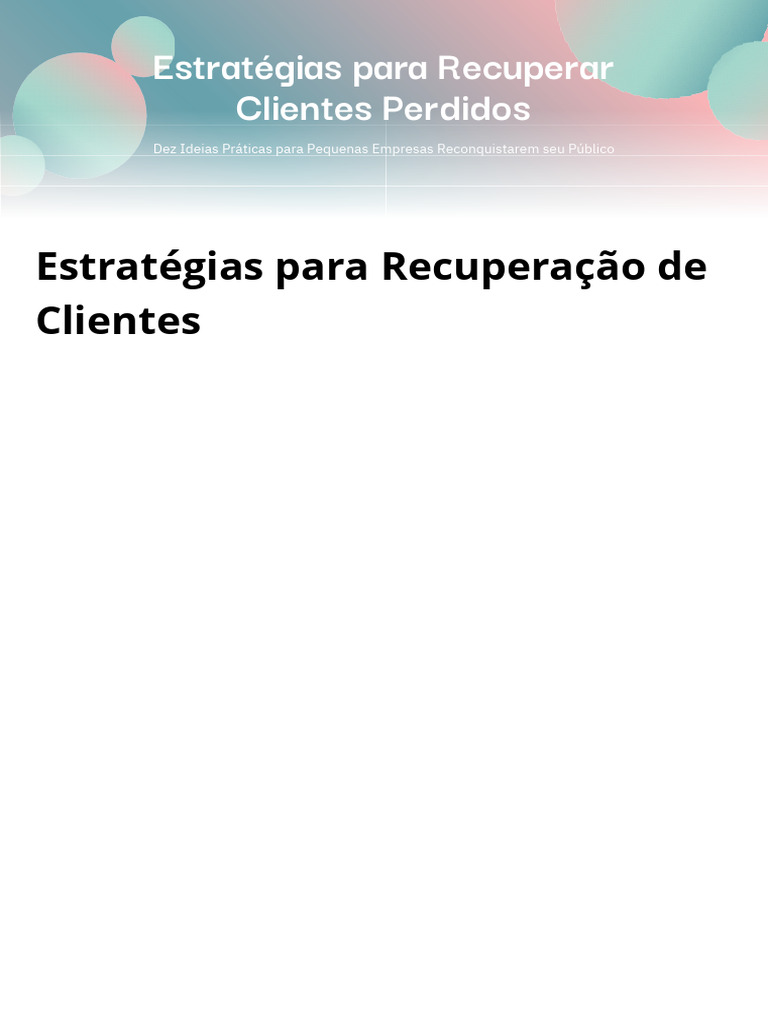10 Estratégias para Reativar Clientes | PDF | Programa de fidelidade