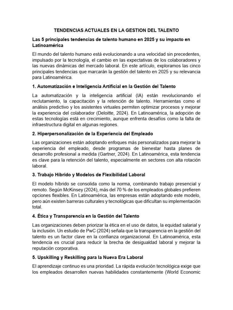 Tendencias de Gestión del Talento 2025 | PDF | Gestión de recursos ...