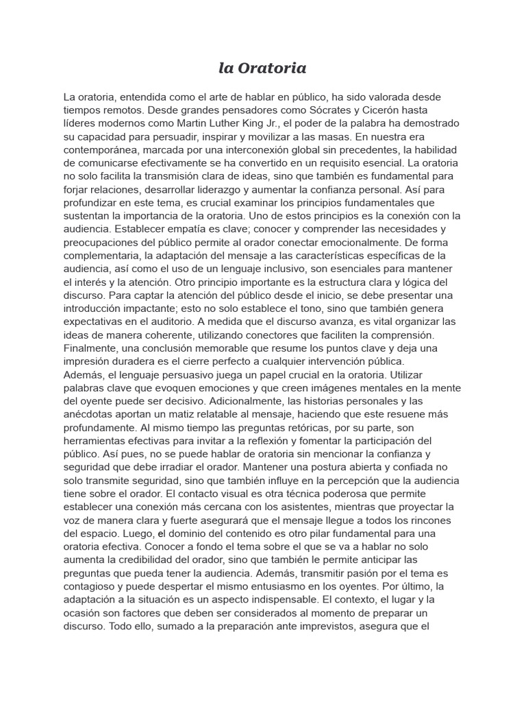 Importancia de la Oratoria Efectiva | PDF | Hablar en público ...