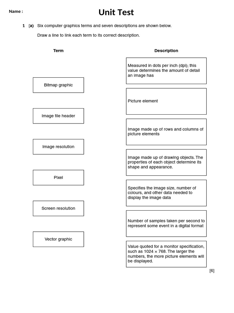 Computer UNIT AS Test | PDF | Pixel | Computing