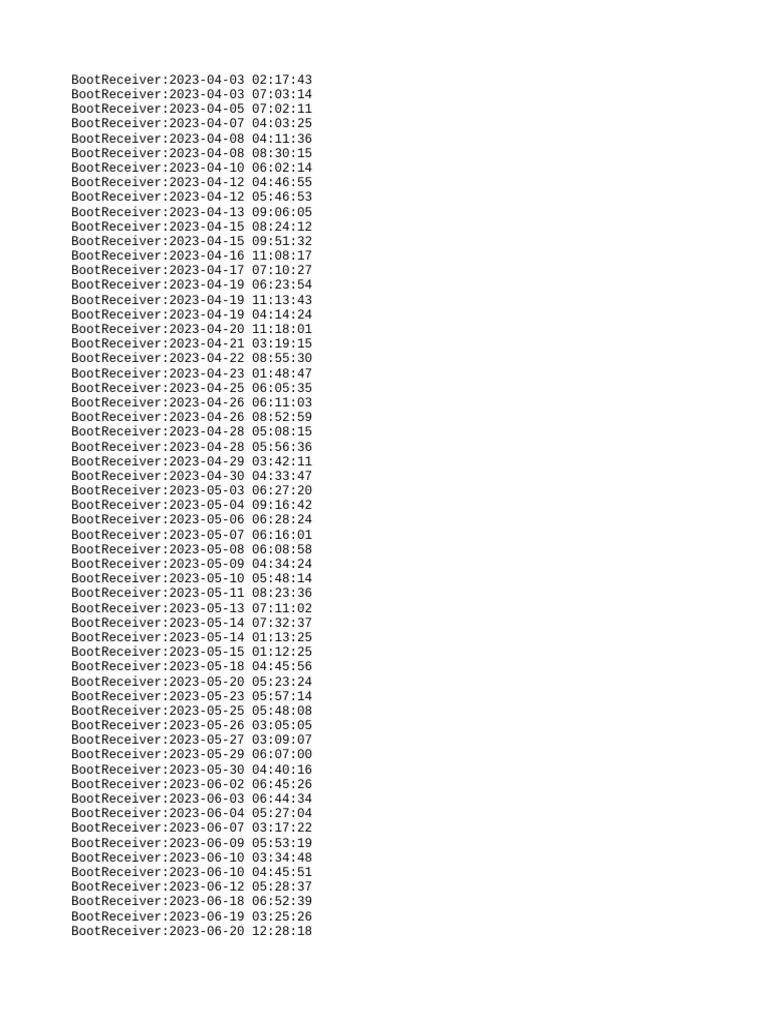 BootReceiver Log Entries 2023-2025 | PDF