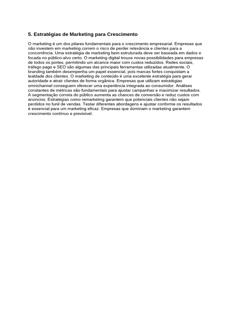 Estratégias de Marketing para Crescimento | PDF