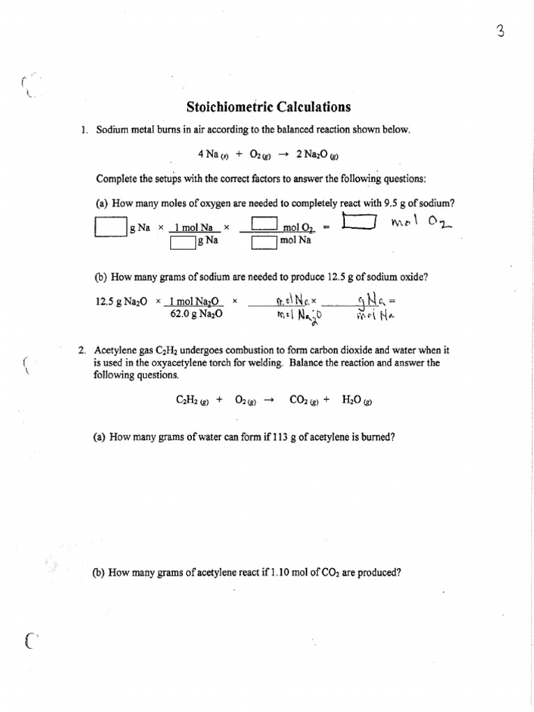 Stoichiometry Practice Worksheet | PDF