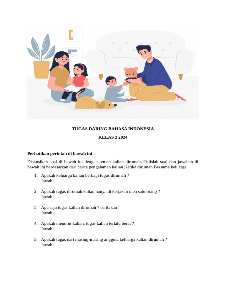 Tugas Daring Bahasa Indonesia Kelas 02 Wates 2024 | PDF