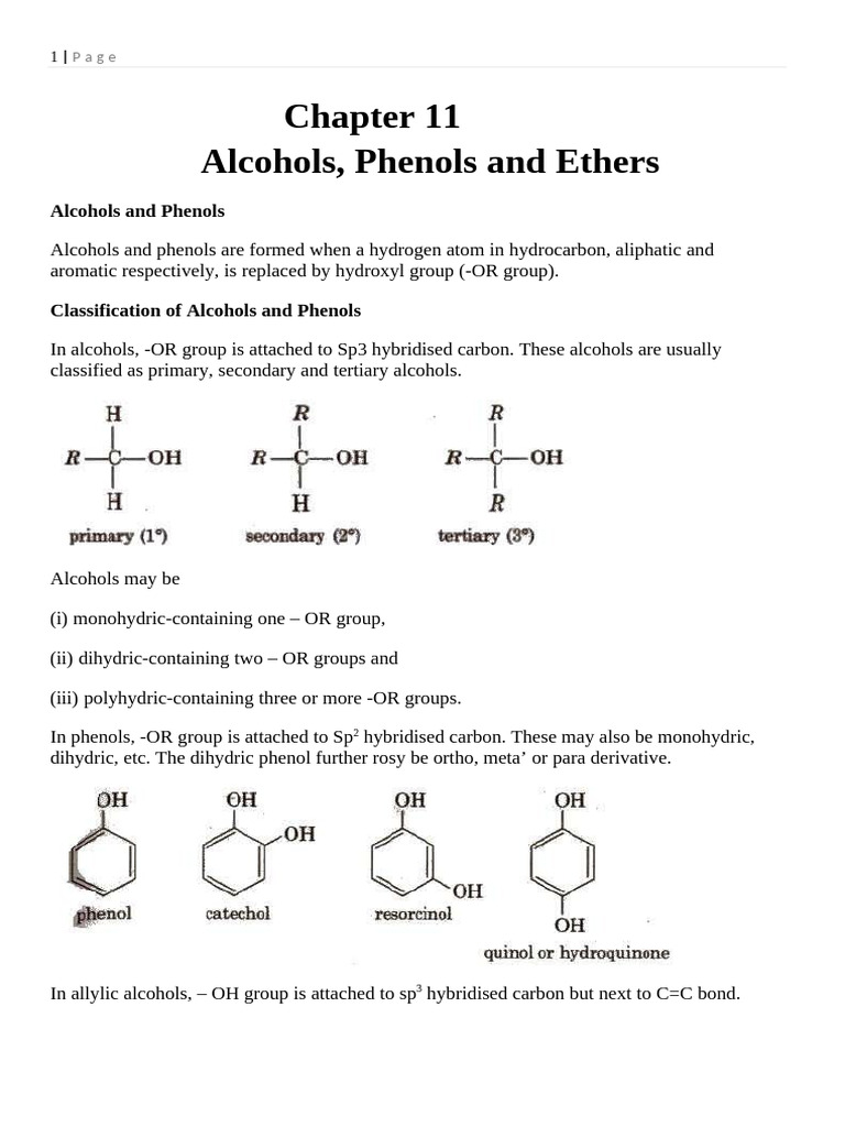 Alcohols, Phenols, and Ethers Overview | PDF | Ethanol | Ether