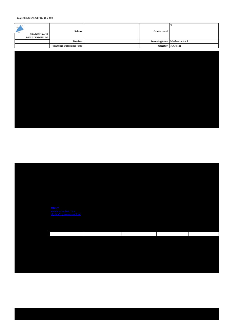 DLL For LC 48.1b-Word-problems-involving-Laws-of-Cosine (Moresco) | PDF ...
