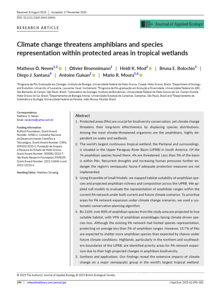 Climate Change Threatens Amphibians and Species Re | PDF | General ...