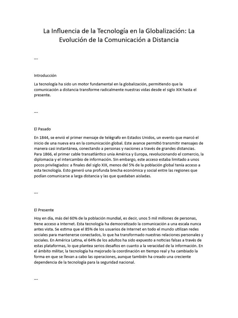 La Influencia de La Tecnología en La Globalización | PDF | Internet ...