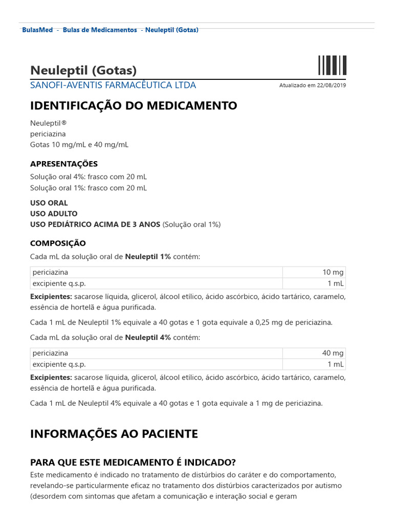 NEULEPTIL (GOTAS) - BulasMed | PDF | Gravidez | Diabetes