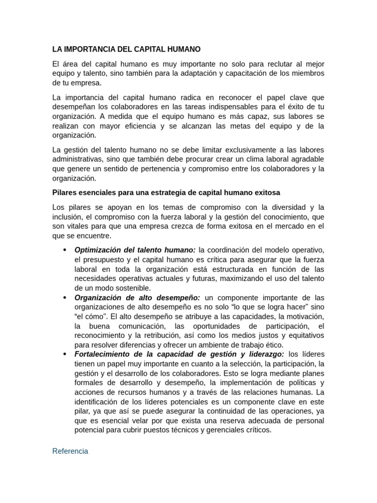 Capital Humano: Clave para el Éxito Empresarial | PDF | Gestión de ...