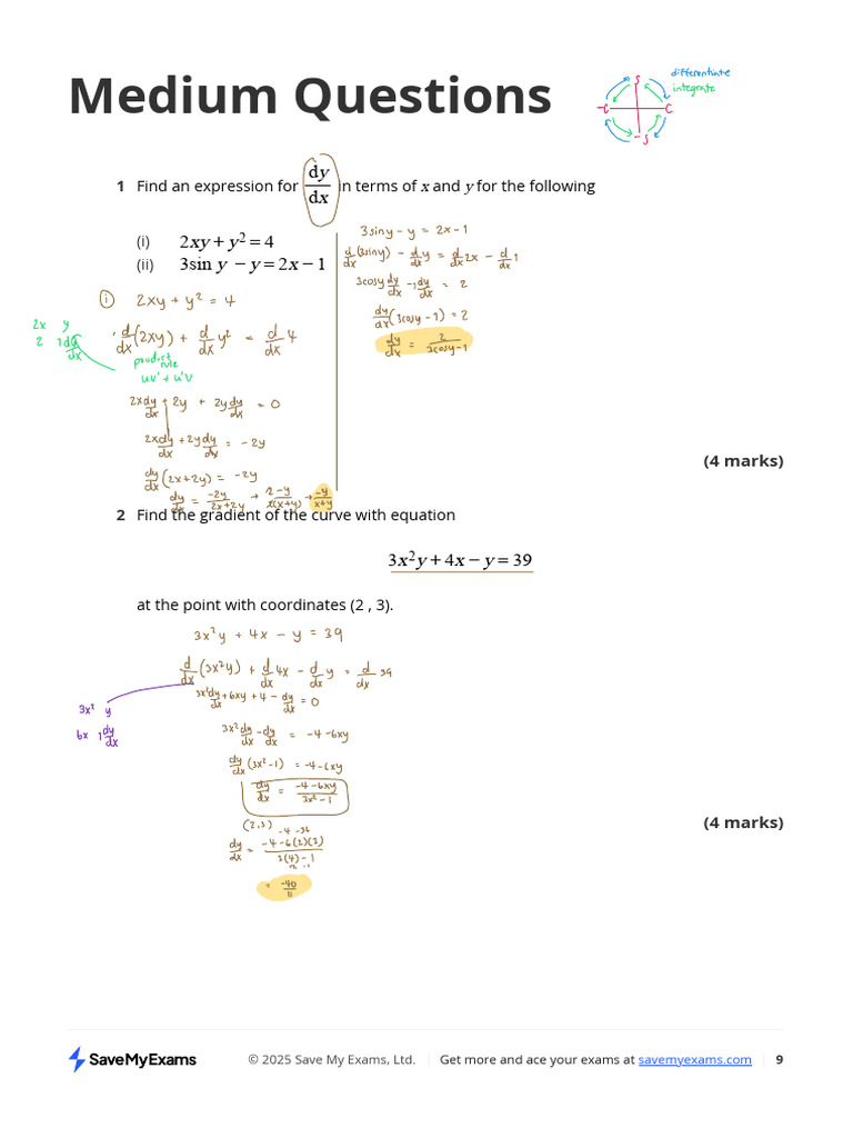 Done Implicit Differentiation | PDF