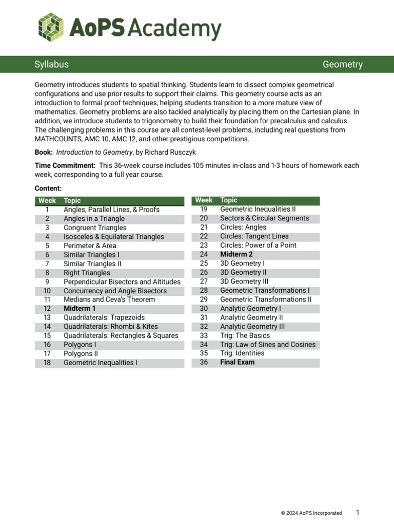Geometry Course Syllabus Overview | PDF | Triangle | Circle