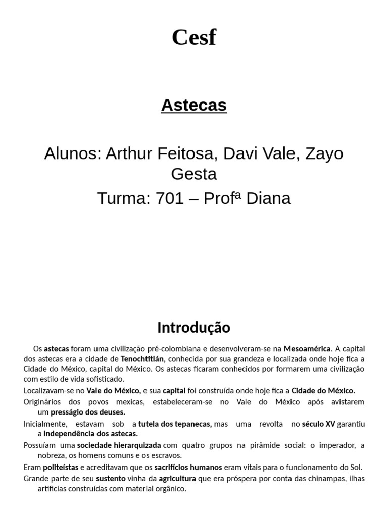 Civilização Asteca: Sociedade e Cultura | PDF | México