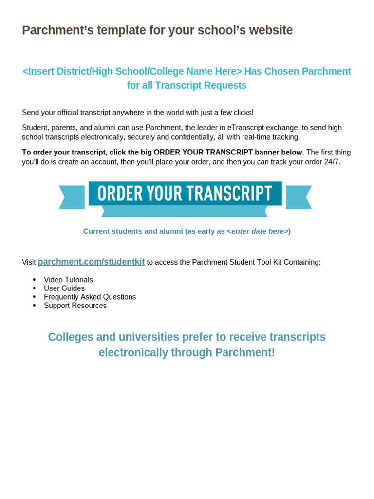 Parchment Transcript Request Guide | PDF