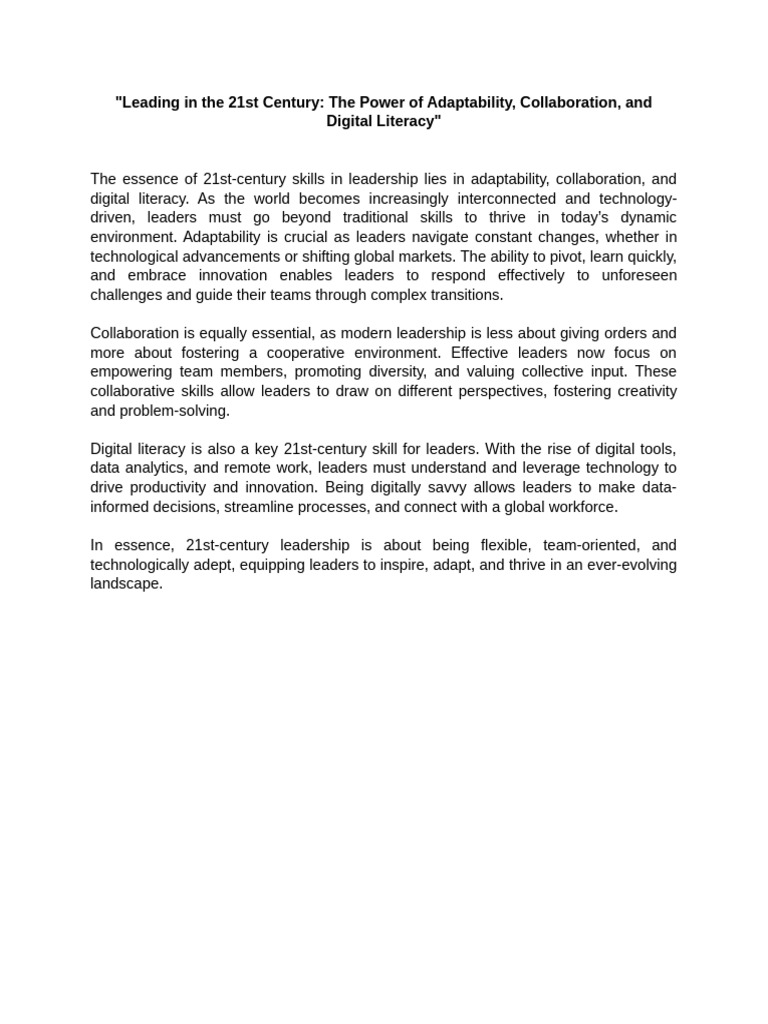 21st Century Leadership Skills Guide | PDF