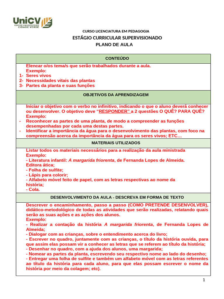 Plano de Aula para Pedagogia 2025 | PDF | Aprendizado | Pedagogia