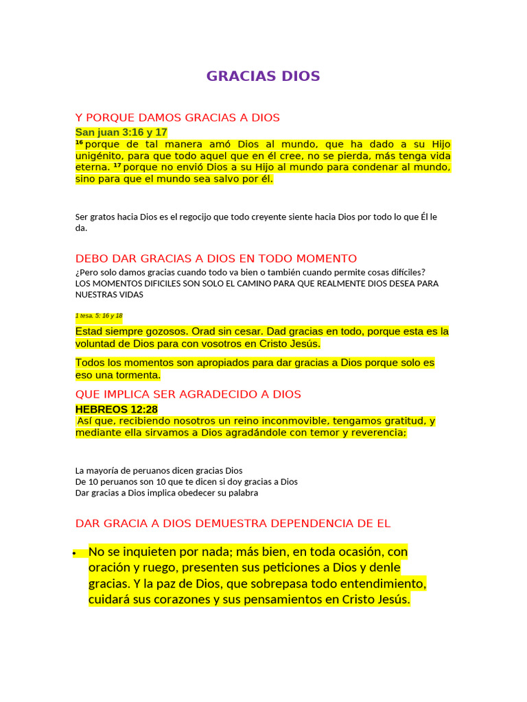 La Importancia de Dar Gracias a Dios | PDF