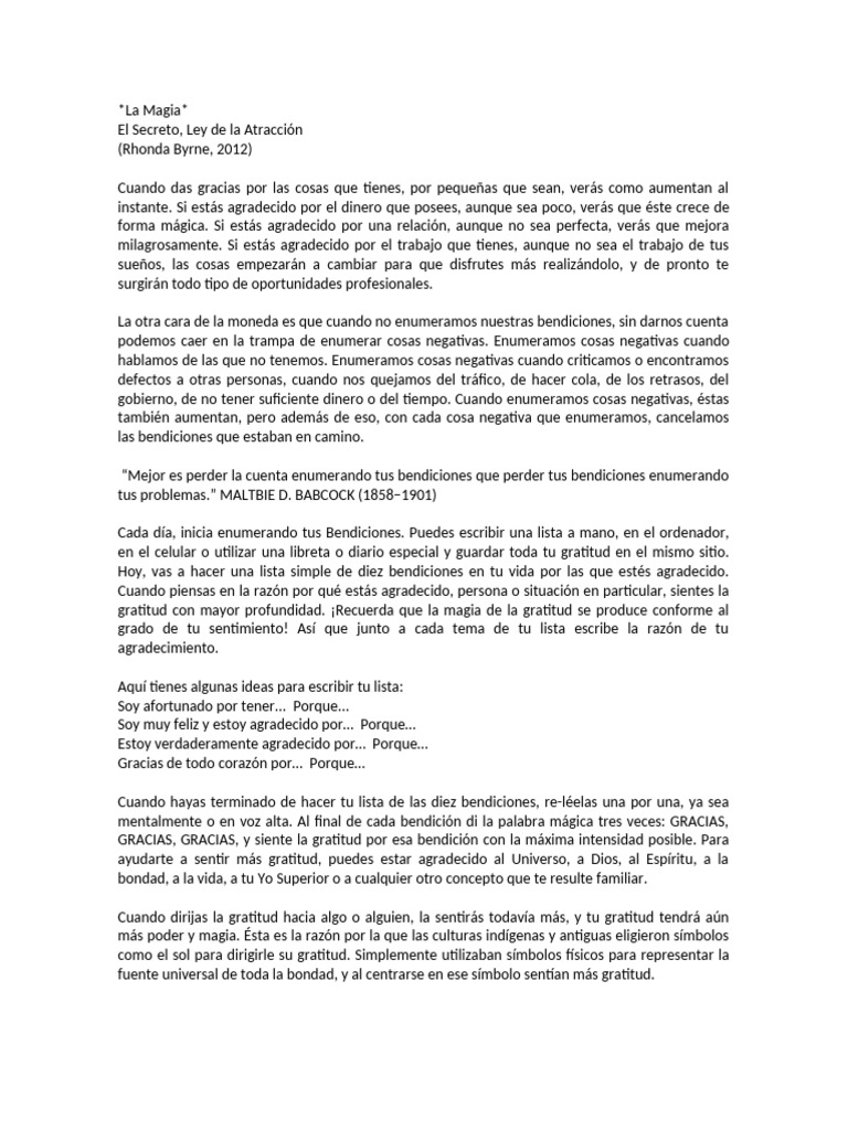 La Magia de la Gratitud | PDF | Gratitud