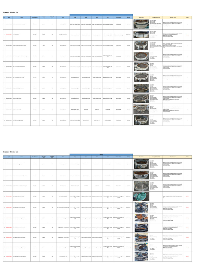 Damper Rebuild and Repair List | PDF | Welding | Construction
