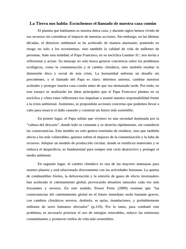 La Tierra nos habla | PDF | Sustentabilidad | Entorno natural