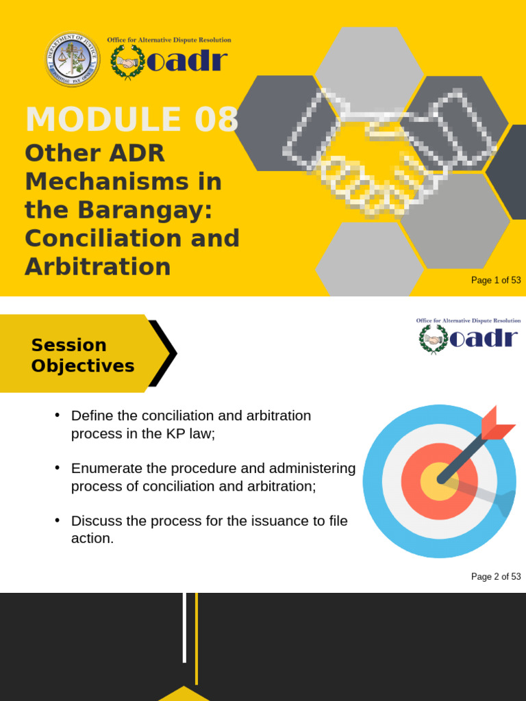 Conciliation and Arbitration in Barangay | PDF | Mediation | Common Law