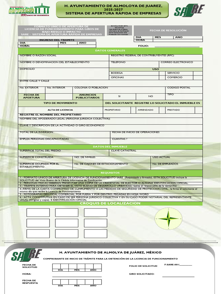 Formato SARE para Licencia de Funcionamiento | PDF