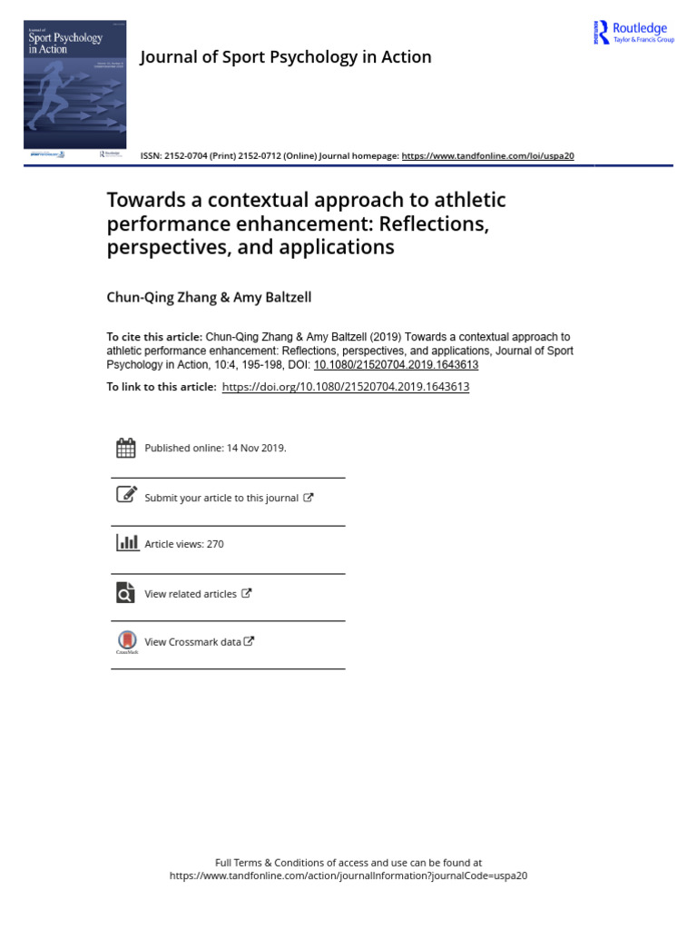 Towards A Contextual Approach To Athletic Performance Enhancement ...
