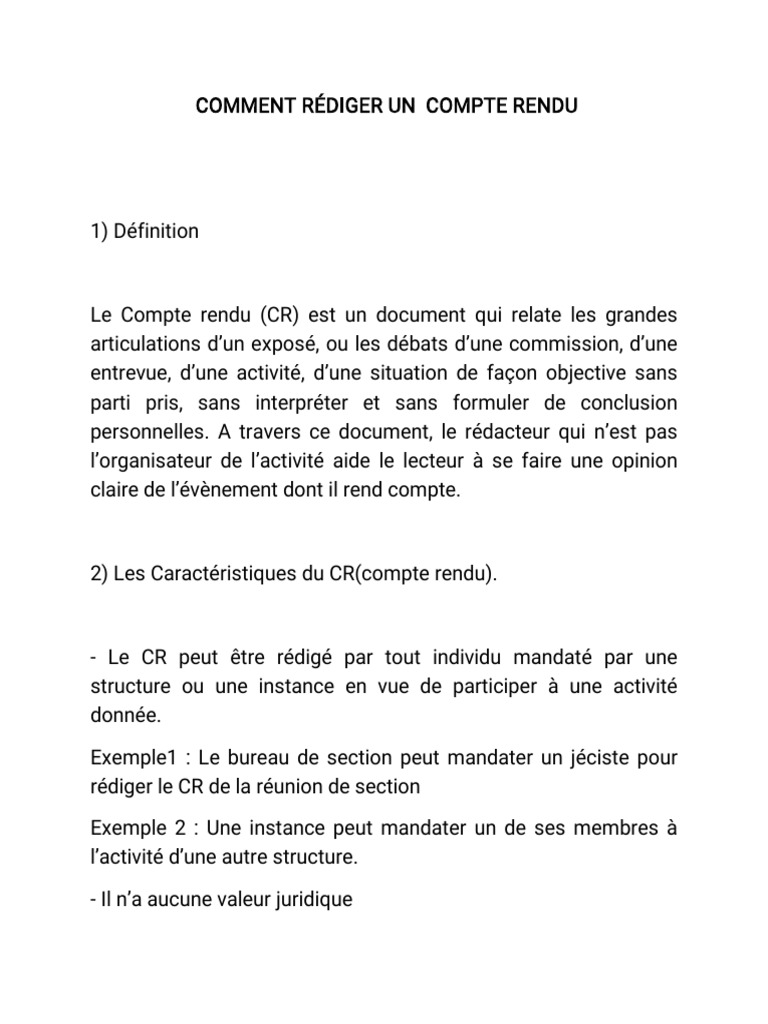 Rédiger un Compte Rendu Efficace | PDF