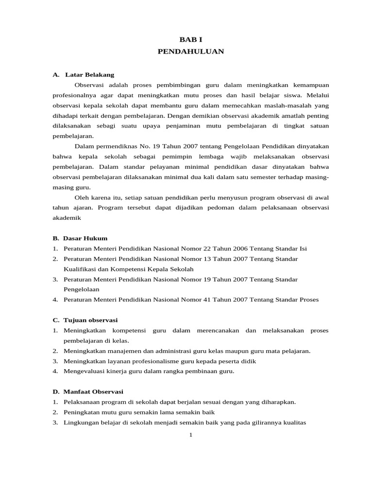 Panduan Observasi Akademik Guru SD | PDF