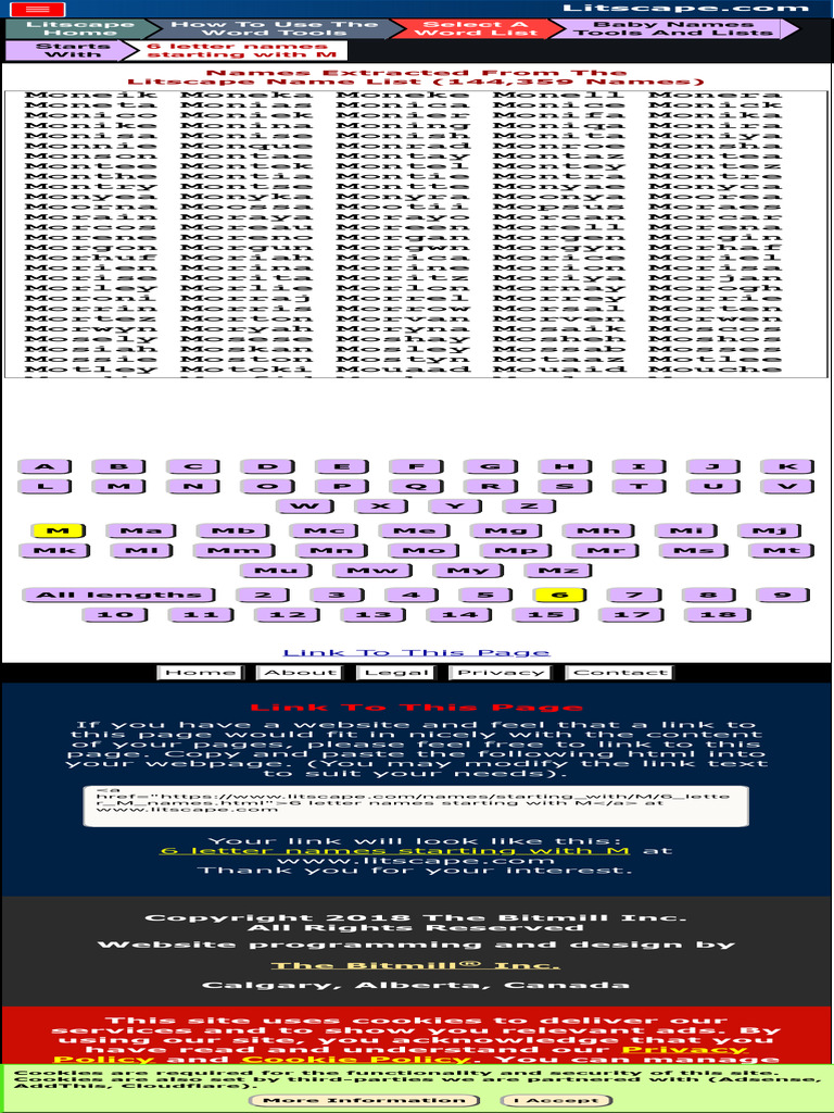 6 Letter Names Starting With M | PDF | Cyberspace