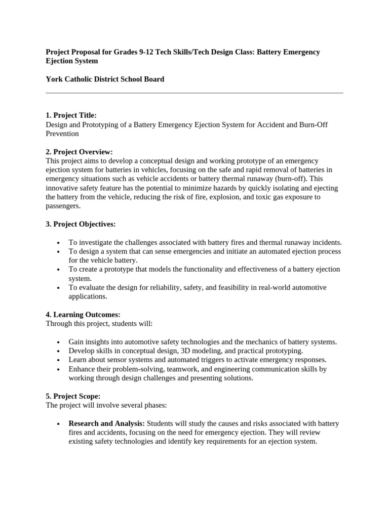 Battery Ejection System Project Proposal | PDF | Prototype ...