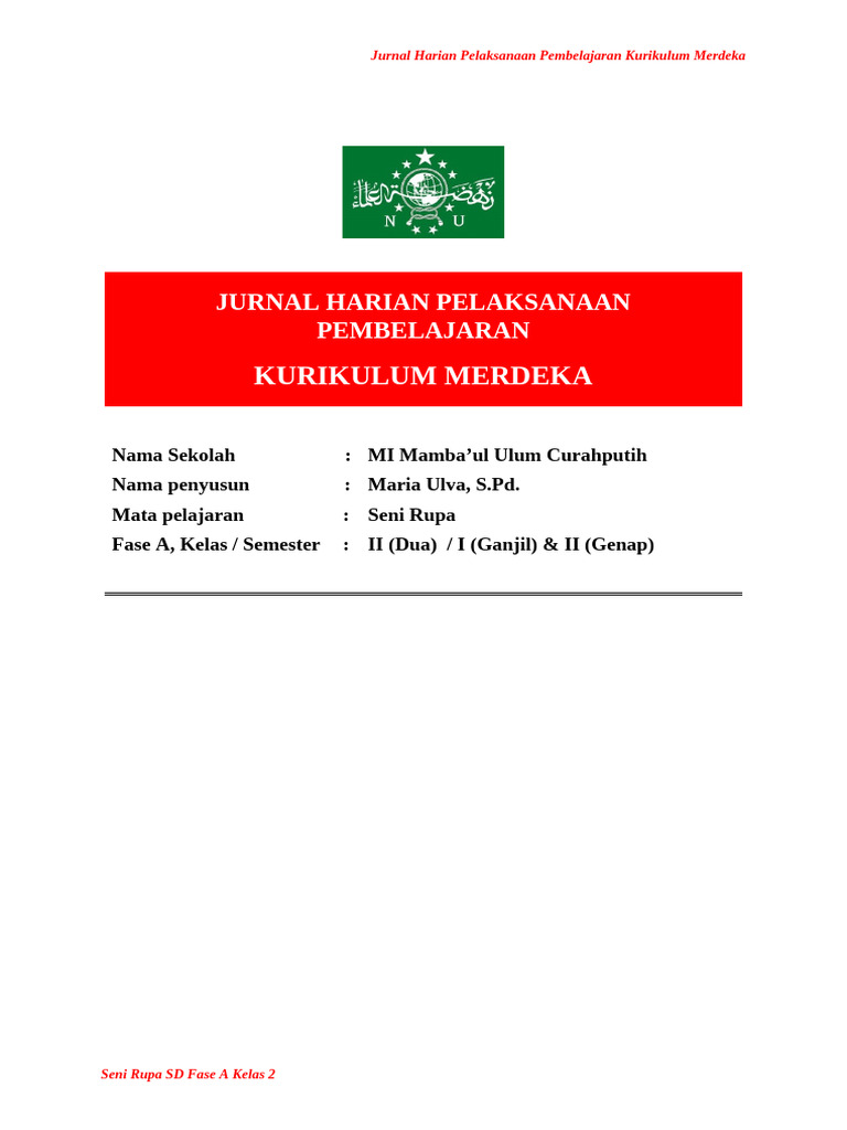 Jurnal Mengajar Harian Kurikulum Merdeka | PDF