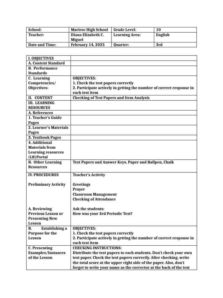 Test Paper Checking Procedures | PDF | Learning | Teachers