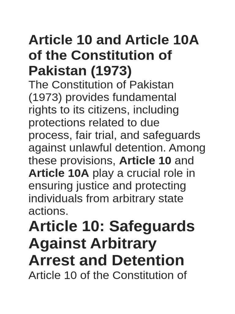 Safeguards of Articles 10 and 10A | PDF | Detention (Imprisonment ...