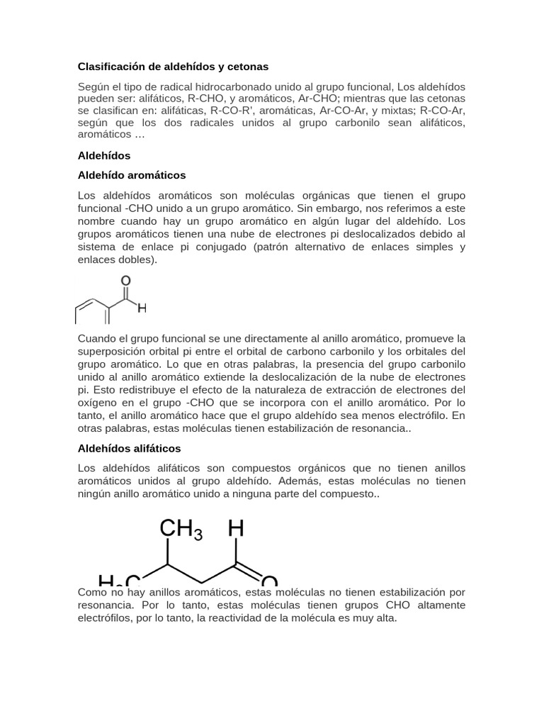 Clasificación de Aldehídos y Cetonas | PDF | Aromaterapia | Cetona