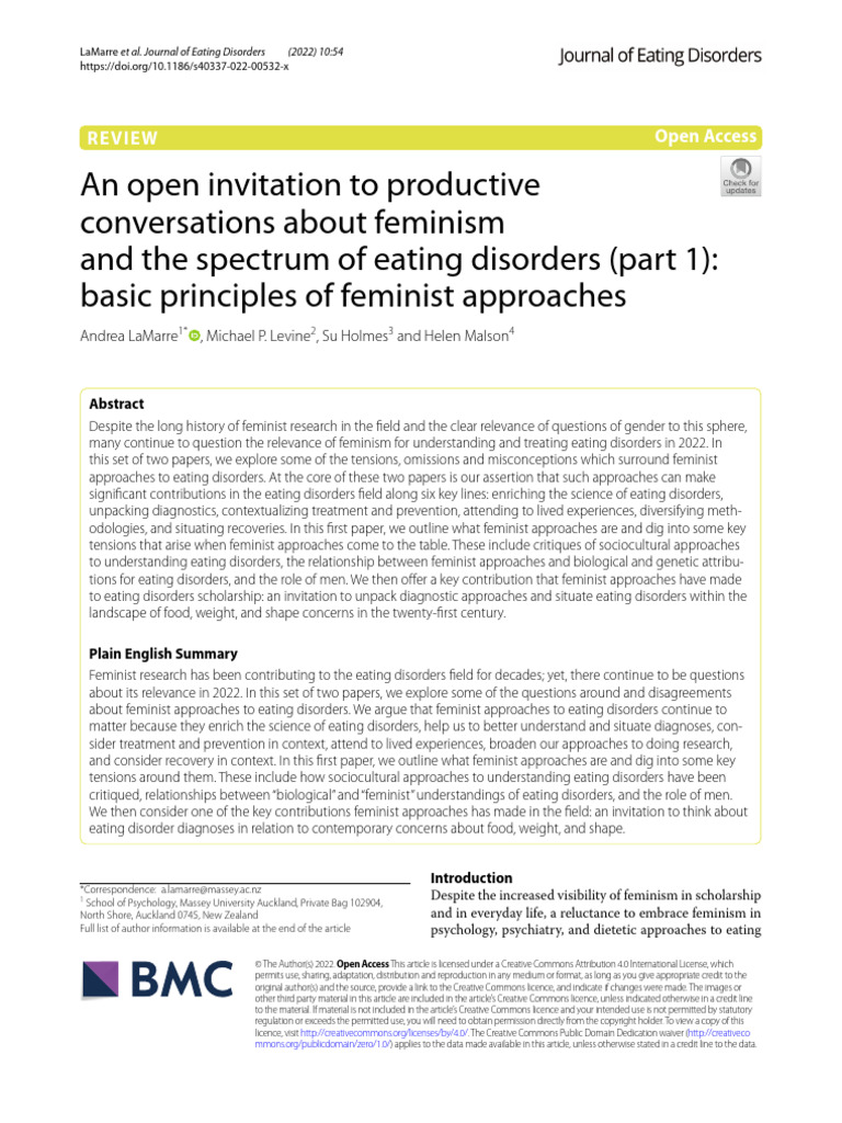 Priciples of Feminism and Eating Disorder | PDF | Feminism | Gender Studies