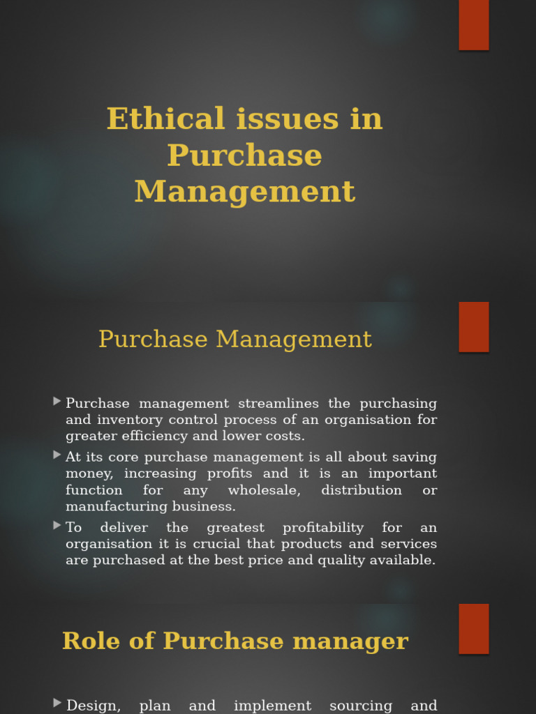 Ethical Issues in Purchase Management | PDF | Supply Chain | Procurement
