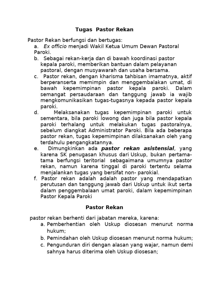 2. TUGAS PASTOR REKAN | PDF